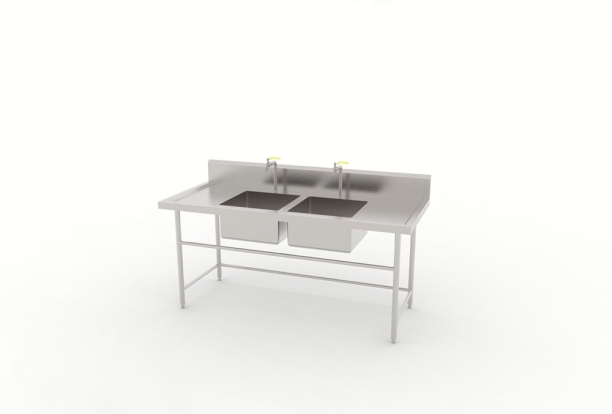 Double Bowl Sink Table With TH Faucet