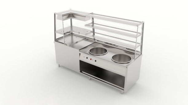 Pot Counter with L-shaped Warmer