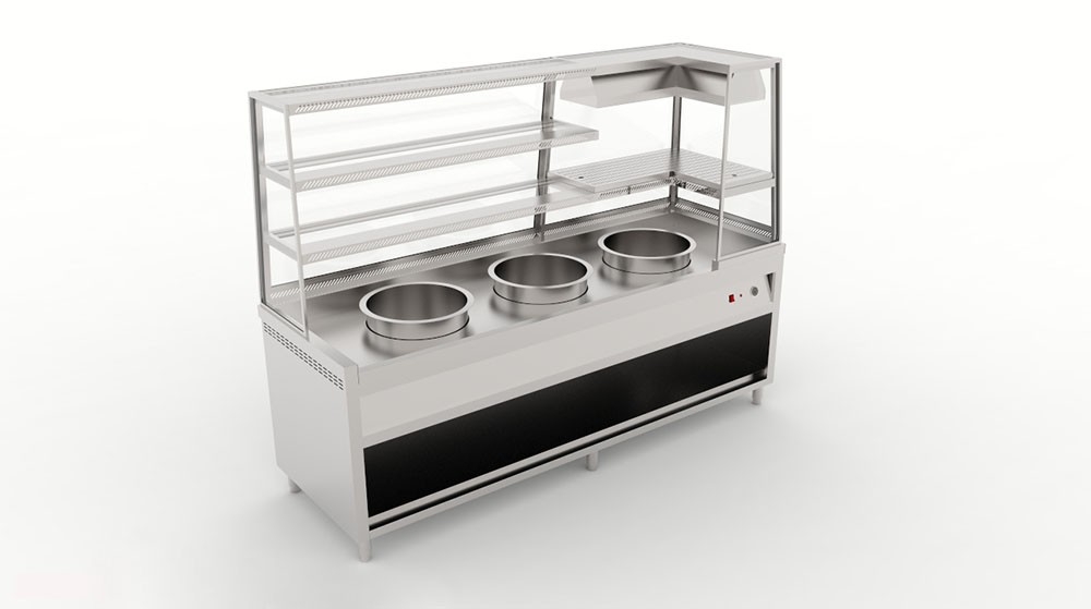 Three Pot Display Bain Marie with Warmer Counter